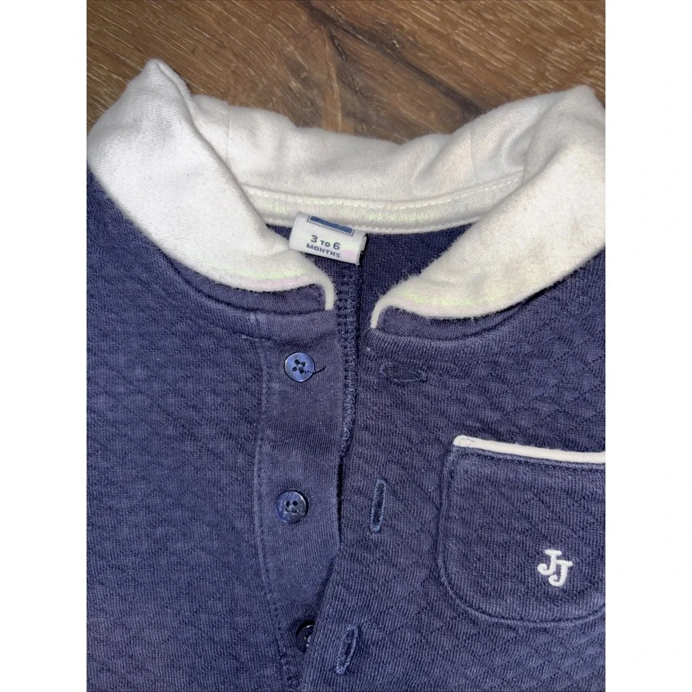 JANIE AND JACK 3-6 Months NAVY QUILTED OUTFIT One piece‎ Preppy Nautical